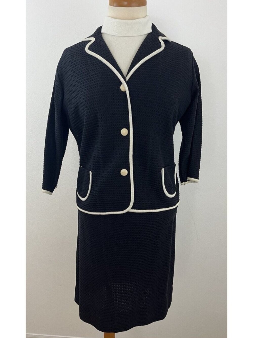 Vintage Koret California Knit 3pc Suit Skirt Jacket Shirt Set Secretary Geek